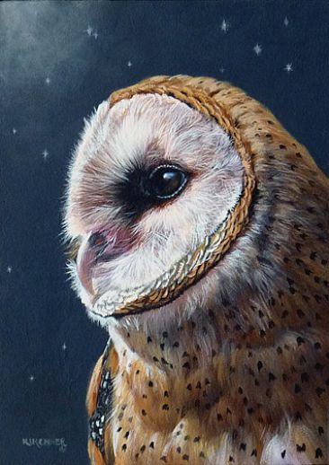 A Touch Of Moonlight- Barn Owl - Barn Owl by Leslie Kirchner