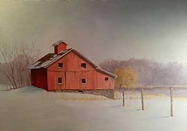 Winter Barn - Barn and Landscapes by Raymond Easton