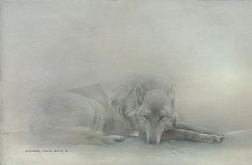 Arctic Ghost - White Wolf - Arctic Wolf - - Original Acrylic Painting has been sold. by Michael Pape