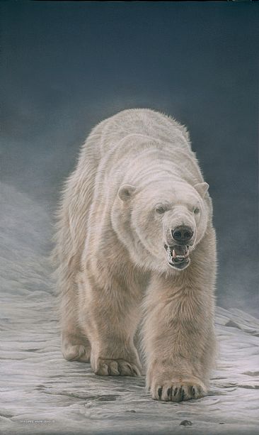 On Thin Ice - Polar Bear - Original Acrylic Painting has been sold. Limited edition gicle watercolour paper print of On Thin Ice - Polar Bear  is available for $199.00 framed. by Michael Pape