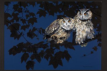 Midnight - Eagle Owls by Pollyanna Pickering