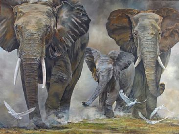 Family Ties - Elephants by Karin Snoots