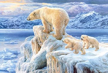 Ice Castle  - Polar Bear Family  by Beth Hoselton