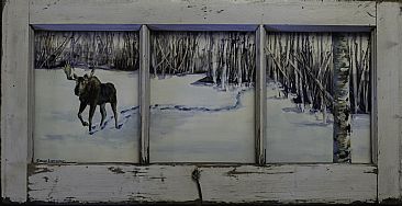 Winters Stroll - Moose by Emily Lozeron