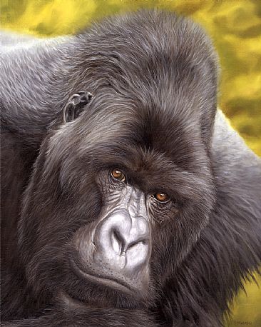 The Thinker - Mountain Gorilla - Mountain Gorilla Original Painting by Jason Morgan