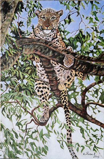 Hanging Out - Leopard in tree by Theresa Eichler