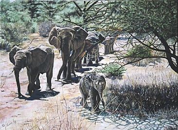 Samburu Stroll - Elephants at Samburu - Kenya by Theresa Eichler