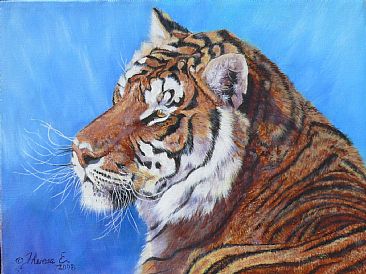 Tiger Blues - Tiger Portrait by Theresa Eichler