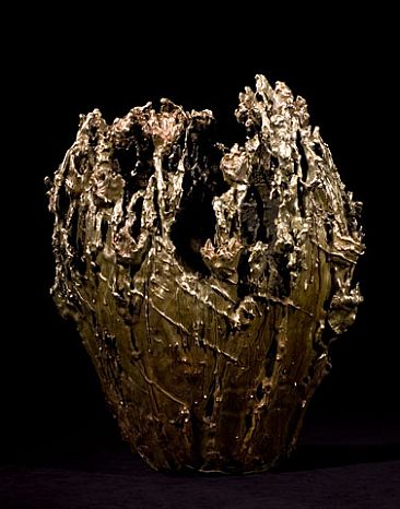 THE ROSE - INTO THE GARDEN COLLECTION  -  BRONZE VASE WITH 18 BABY ROSES IMBEDDED IN BRONZE by Reggie Correll