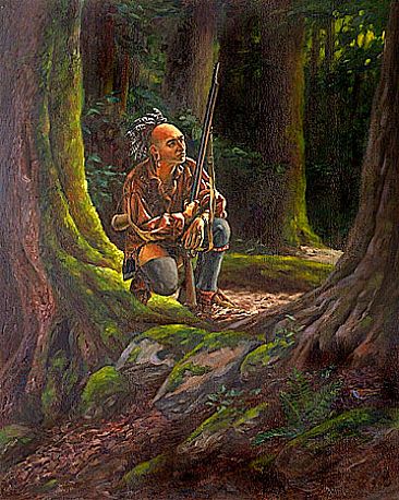 Two Woodland Hunters - Native American Indians by Mary Louise Holt