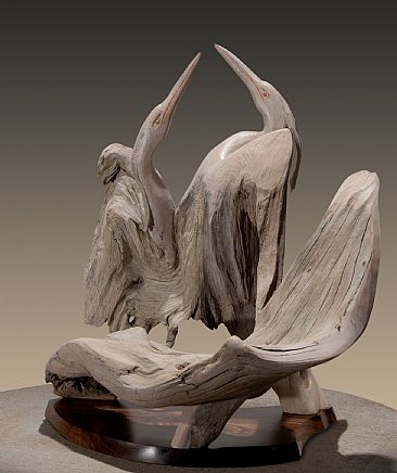 Matters of the Heart - Heron Pair by Terry Woodall