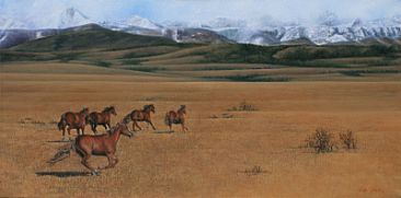 Cowboy Trail - Horses, Landscape, Western, Equestrian by Wendy Palmer