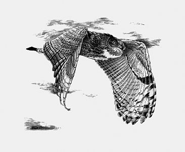 Masterful Flight - Great Horned Owl by Roy Carretta