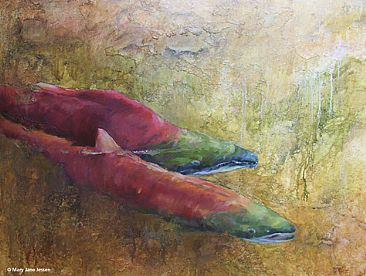 The Courtship - Fish - Fraser River Sockeye by Mary Jane Jessen