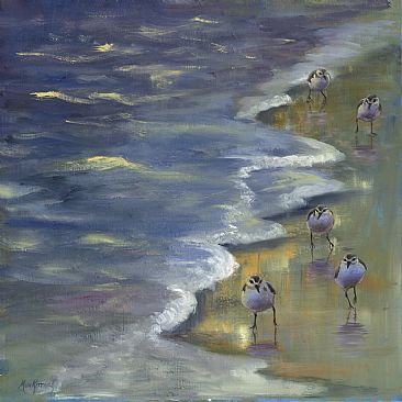 Dodging the Waves - Sandpipers  by Dianne Munkittrick