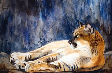 Cougar in Blue - Cougar  from California by Linda DuPuis-Rosen