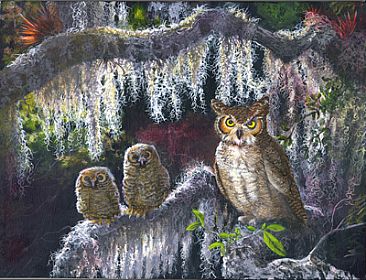 Family Tree - Great Horned Owl family by Taylor White
