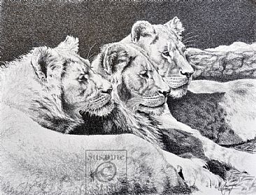 Lioness and sons -  by Susanne Staaf