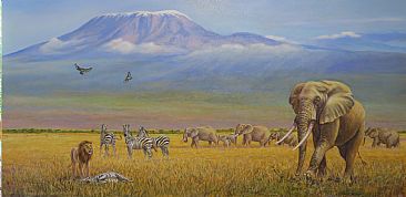 Conflict at Kilimanjaro - African wildlife by Werner Rentsch