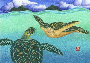 Honu - Hawaiian Green Sea Turtles (Chelonia mydas) by Solveig Nordwall