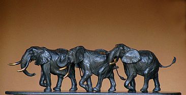 Three Old Bulls - Elephants by Robert Glen