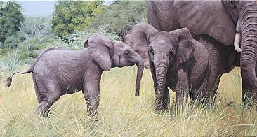 After the Mudbath - African elephant calves by Susan Jane Lees