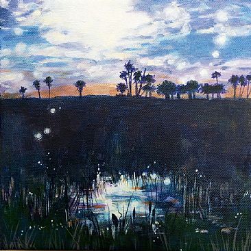 Starry Skies and Fireflies II - Evening along the River of Grass by Megan Kissinger