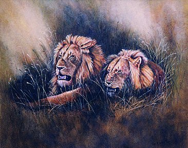 Lions On Kill; sold at charity auction - Lions by Anne Corless