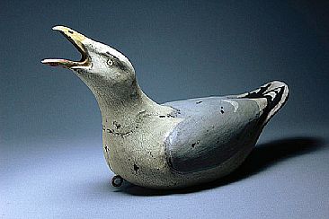 Herring Gull - Contemporary antiqued Herring Gull decoy by Yves Laurent