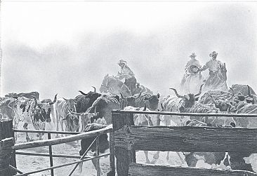 The Roundup - Cattle and cowboys by Martha Thompson