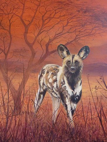 Painted Dog - SOLD - African Wild Dog by Paula Wiegmink