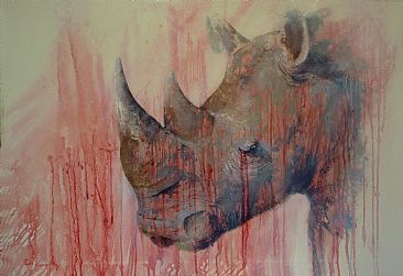Tears of the Rhino  - Africa Rhino by Paula Wiegmink
