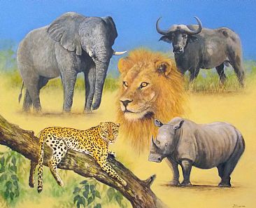 Big 5 - SOLD - African Wildlife by Paula Wiegmink