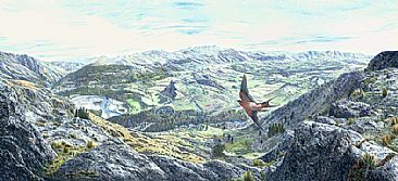 Belonging, Queenstown - Landscape - Queenstown Hill with Welcome Swallow by Fiona Goulding