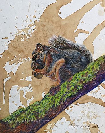Breakfast Time - squirrel by Linda Harrison-Parsons