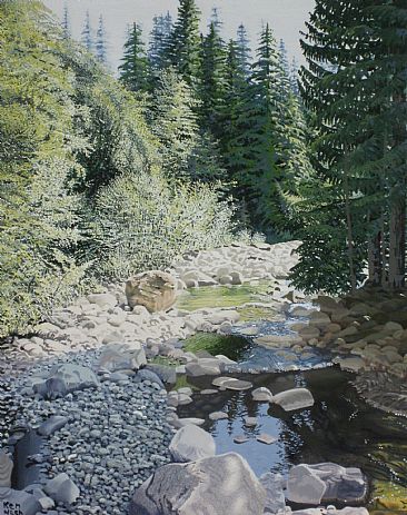 Lynn Creek Sunshine - Brilliant sunshine and cool shade creekside. by Ken  Nash
