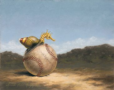 A League Of It's Own - Snail / Seahorse, baseball by Linda Herzog