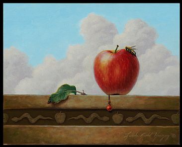 Eve's Apple - Apple, snake, bee, leaf by Linda Herzog