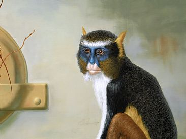 Mnkey Wrench  - detail - Wolf guenon, guenon, wrench, orchid, monkey, monkey orchid, bell by Linda Herzog