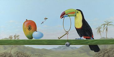 Keys - toucan, bee, honey bee, mango, key, bell by Linda Herzog