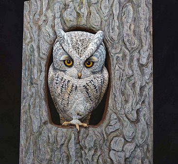 50 Shades of Grey - Gray-phased Screech Owl by Uta Strelive