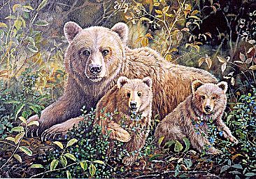 Grizzly Bear and Cubs -  by Michelle Mara