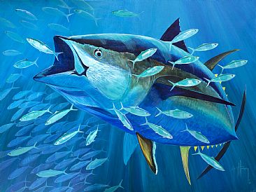 Wide-Open - Bluefin Tuna  by Guy Harvey