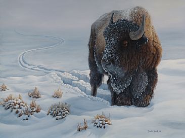 Winter Trek - Bison by Yvette Lantz