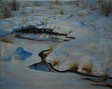 Melting Pool - Winterscape, Landscape by Betsy Popp