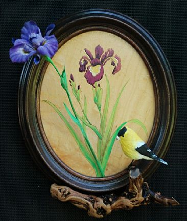 Goldfinch and Iris - SOLD - Goldfinch and Iris by Betsy Popp