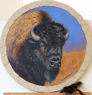 Buffalo Round - Buffalo portrait by Kitty Whitehouse