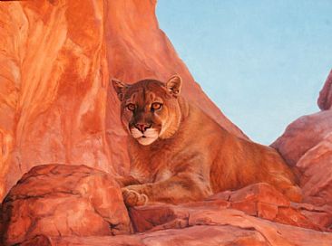 A Waiting Game - Mountain Lion - was in Paint the Parks exhibit by Sally Berner