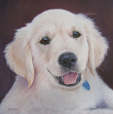 Pick Me - Golden Retriever Puppy by Sally Berner